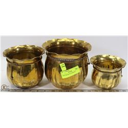 3 PIECE BRASS PLANTER SET