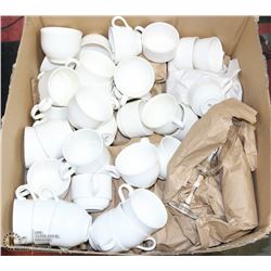 LARGE BOX OF ROYAL DOULTON HOTEL PORCELAIN TEA
