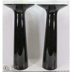 PAIR OF BLACK CENTERPIECE VASES 22" TALL