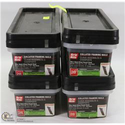 4 TUBS OF COLLATED FRAMING NAILS 28 DEGREES