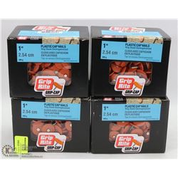 4 CASES OF 1" PLASTIC CAP NAILS