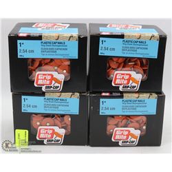 4 CASES OF 1" PLASTIC CAP NAILS