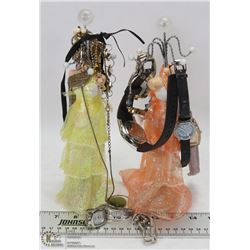 2 JEWELRY STANDS FILLED