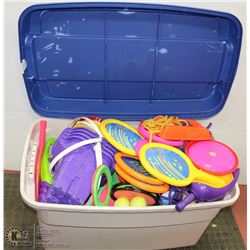 LARGE TUB WITH LID OF OUTDOOR GAMES AND