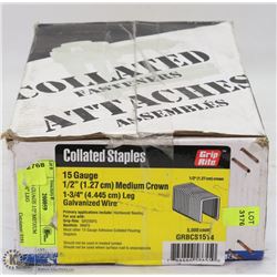 CASE OF COLLATED STAPLES 15 GAUGE 1/2"
