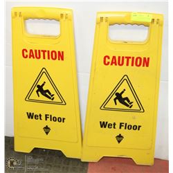 LOT OF TWO CAUTION WET FLOOR SIGNS