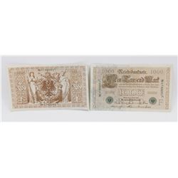 2 GERMAN 1910 UNCIRCULATED BANK NOTES CONSEC. SN