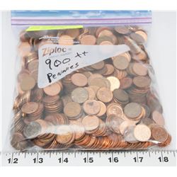 BAG OF PENNIES LOOSE & UNSORTED APPROX 900+