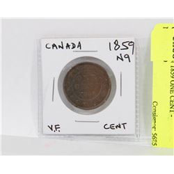 CANADIAN 1859 ONE CENT - NARROW 9