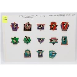 SHEET OF 13 XV COMMONWEALTH GAMES VICTORIA 94' PINS