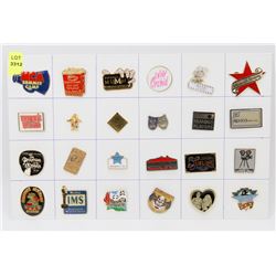 SHEET OF 24 ENTERTAINMENT COLLECTOR PINS