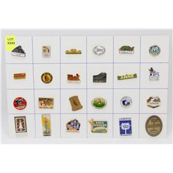 SHEET OF 24 TOURIST COLLECTOR PINS