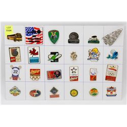 SHEET OF 24 ASSORTED COLLECTOR PINS
