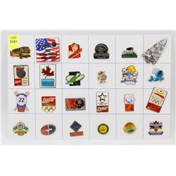 SHEET OF 24 ASSORTED COLLECTOR PINS