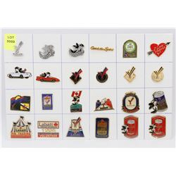 SHEET OF 24 ASSORTED COLLECTOR PINS