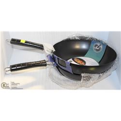 NEW 11" NON STICK CARBON STEEL WOKS - LOT OF 2