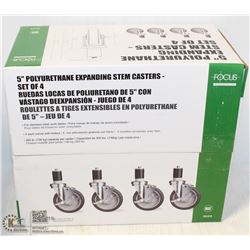 NEW 5" EXPANDABLE STEM LOCKING CASTERS - LOT OF 4