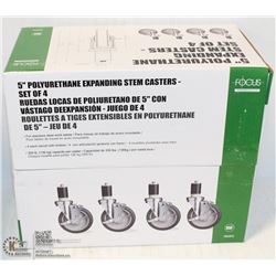 NEW 5" EXPANDABLE STEM LOCKING CASTERS - LOT OF 4