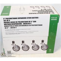NEW 5" EXPANDABLE STEM LOCKING CASTERS - LOT OF 4