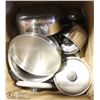 Image 1 : LARGE BOX OF STAINLESS STEEL POTS, LIDS & MORE!
