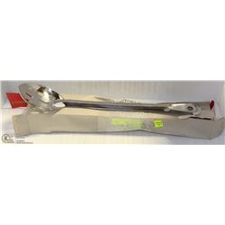 LOT OF 12 NEW 15" STAINLESS SLOTTED SPOONS
