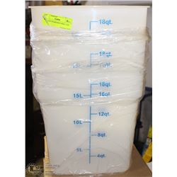 LOT OF 4 NEW 18QT INGREDIENT BINS - ON CHOICE