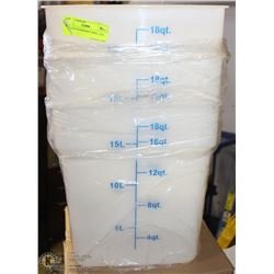 LOT OF 4 NEW 18QT INGREDIENT BINS - ON CHOICE