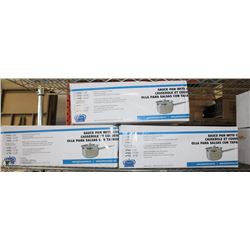 LOT OF 3- 2QT HEAVY DUTY STAINLESS SAUCE PAN - ON CHOICE