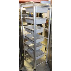 NEW ALUMINUM BUS BIN RACK WITH 6 BINS