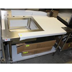 STAINLESS STEEL PREP TABLE WITH SINK 48"X30"X35"