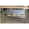 Image 1 : 60" WOOD TOP TABLE WITH STAINLESS BASE & CASTERS
