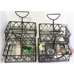 LOT OF 4 TABLE TOP CONDIMENT CADDYS WITH ASSORTED