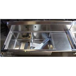NEW ICB STAINLESS STEEL 2 BAY SINK W/ RIGHT RUNOFF