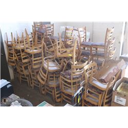 LOT OF APPROX. 60 WOODEN CHAIRS WITH CUSHIONS