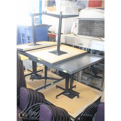 LOT OF 8 WOOD TOP METAL BASE TABLES