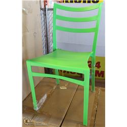 NEW GREEN PATIO CHAIRS - LOT OF 28