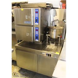 CLEVELAND DOUBLE STEAMER AND TILTING KETTLE