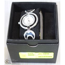 NEW QMAX WOMENS SILVER AND GEM WATCH