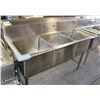 Image 1 : STAINLESS 3 COMPARTMENT SINK WITH DRAINS - NEW