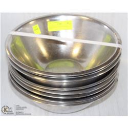 STACK OF 10 STAINLESS STEEEL 10" BOWLS