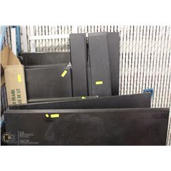 LOT OF BLACK BATHROOM STALLS