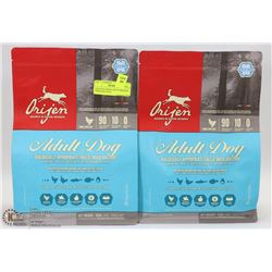 2 BAGS OF ORIJEN ADULT FREEZED DRIED DOG FOOD