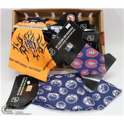 FLAT OF ASSORTED DOG BANDANAS, NHL & HARLEY