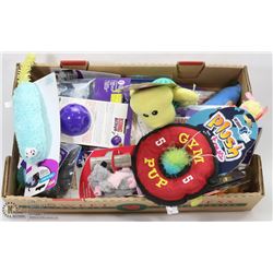 BOX OF ASSORTED PET TOYS