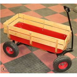 (L) KIDS STEEL WAGON ON AIR FILLED RUBBER TIRES