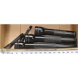 SET OF 5 BLACK METAL MAGLITE FLASHLIGHTS -