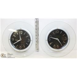 LOT OF 2 WALL CLOCKS  GLASS FACE