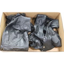 FLAT W/A BLACK LEATHER RIDING VEST & A