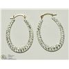 Image 1 : 1) 10K YELLOW GOLD CUBIC ZIRCONIA HOOP EARRINGS