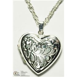 2) STERLING SILVER HEART SHAPED LOCKET NECKLACE
